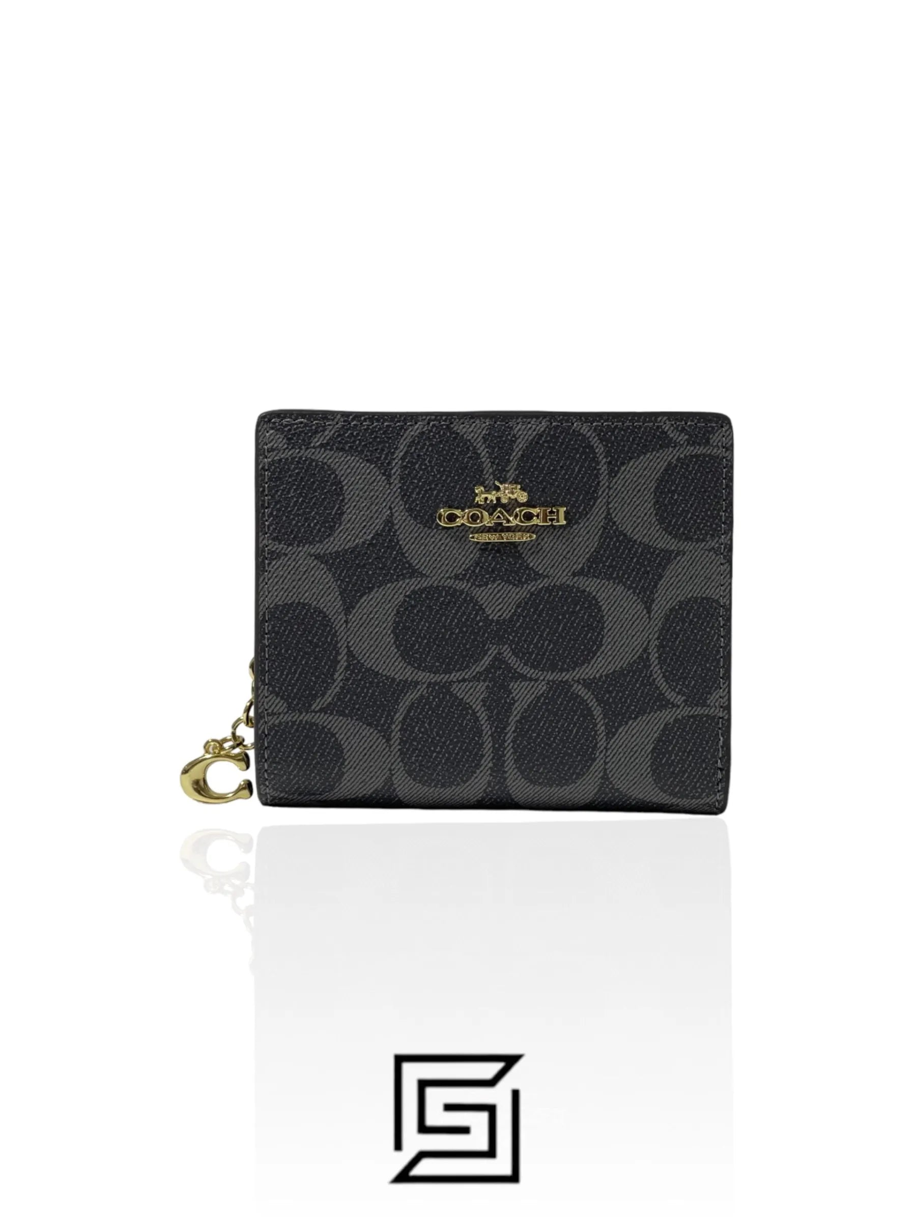 Coach Snap Wallet In Signature Canvas GREY C3309