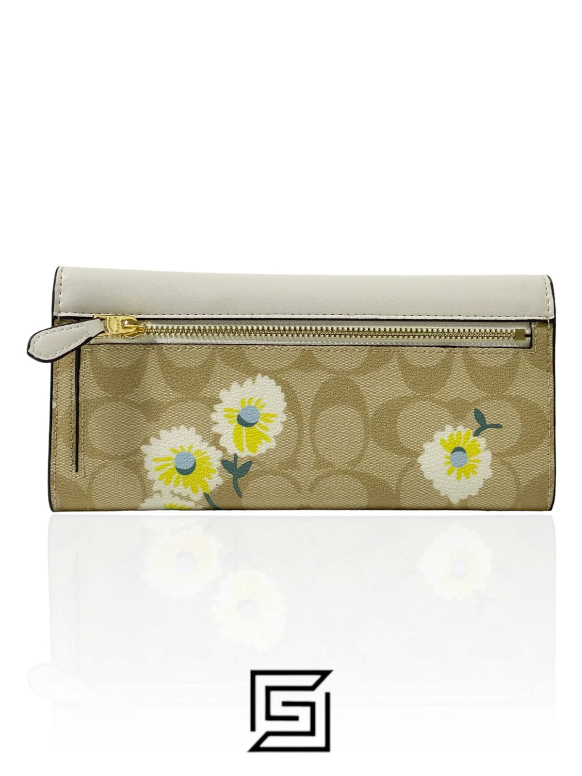 Slim Envelope Wallet In Signature Canvas With Daisy Print C3721