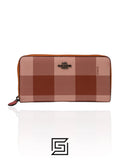 COACH ACCORDION ZIP WALLET WITH BUFFALO PLAID PRINT Pink F25966