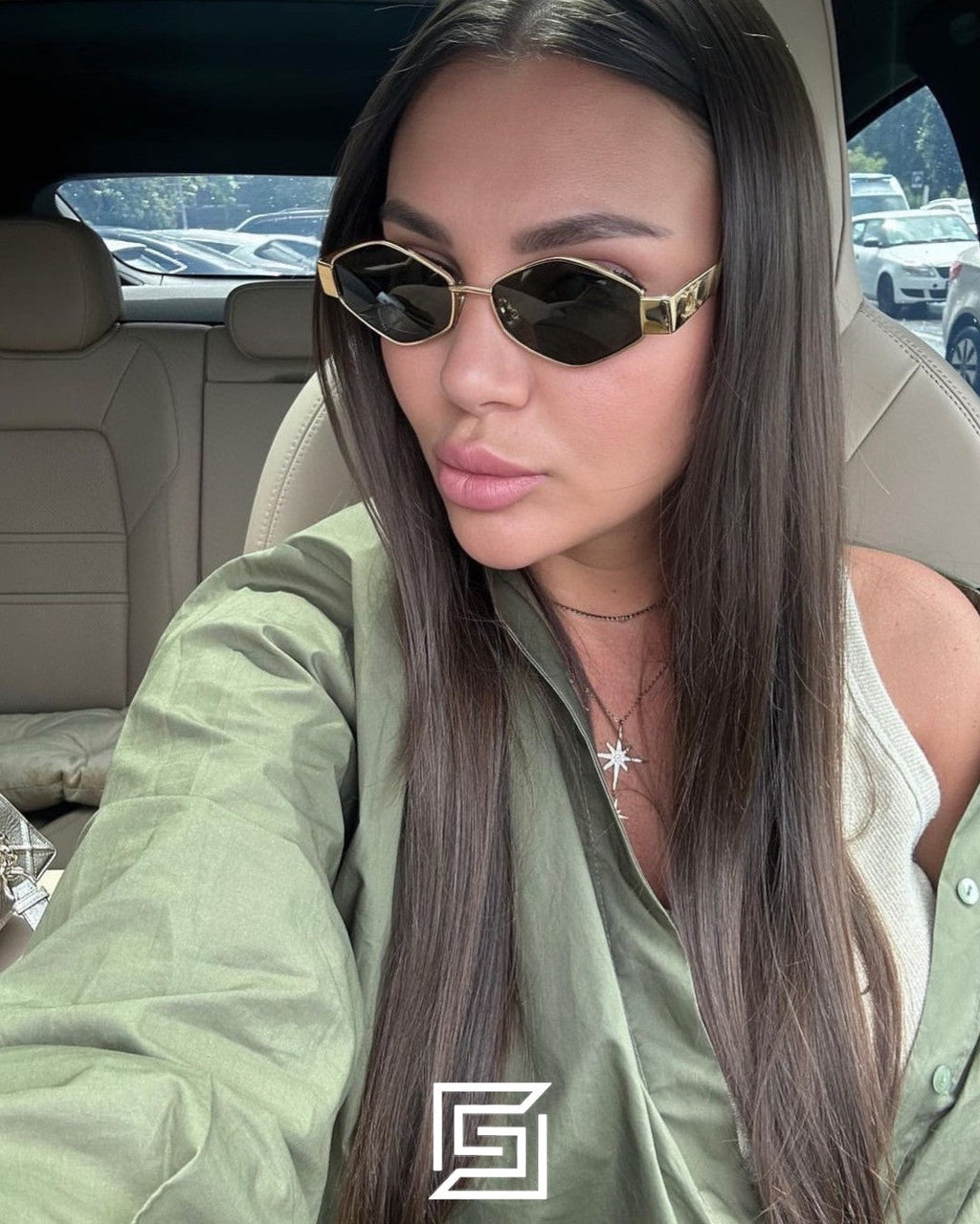 CELINE CL40254U عدسات سوداء بإطار فضي