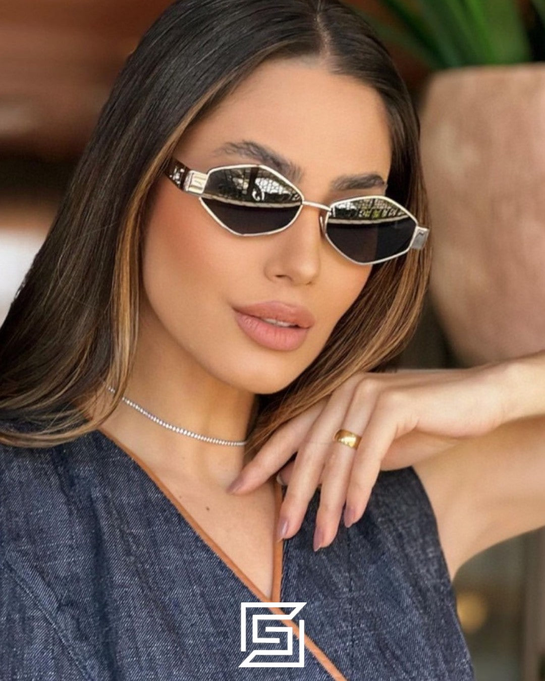 CELINE CL40254U عدسات سوداء بإطار فضي