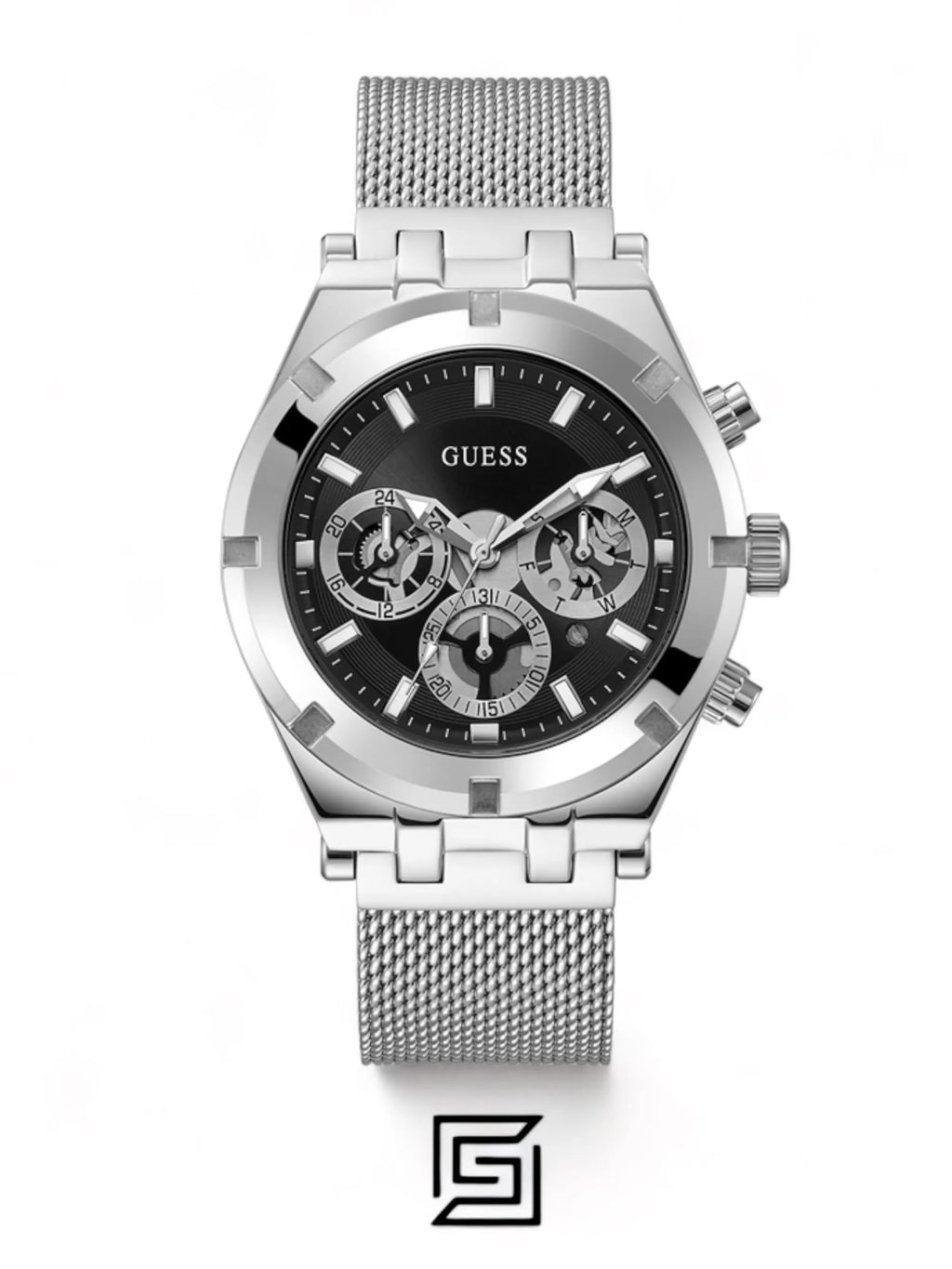 original-watches GUESS Mens Silver Tone Multi-function Watch GW0582G1
