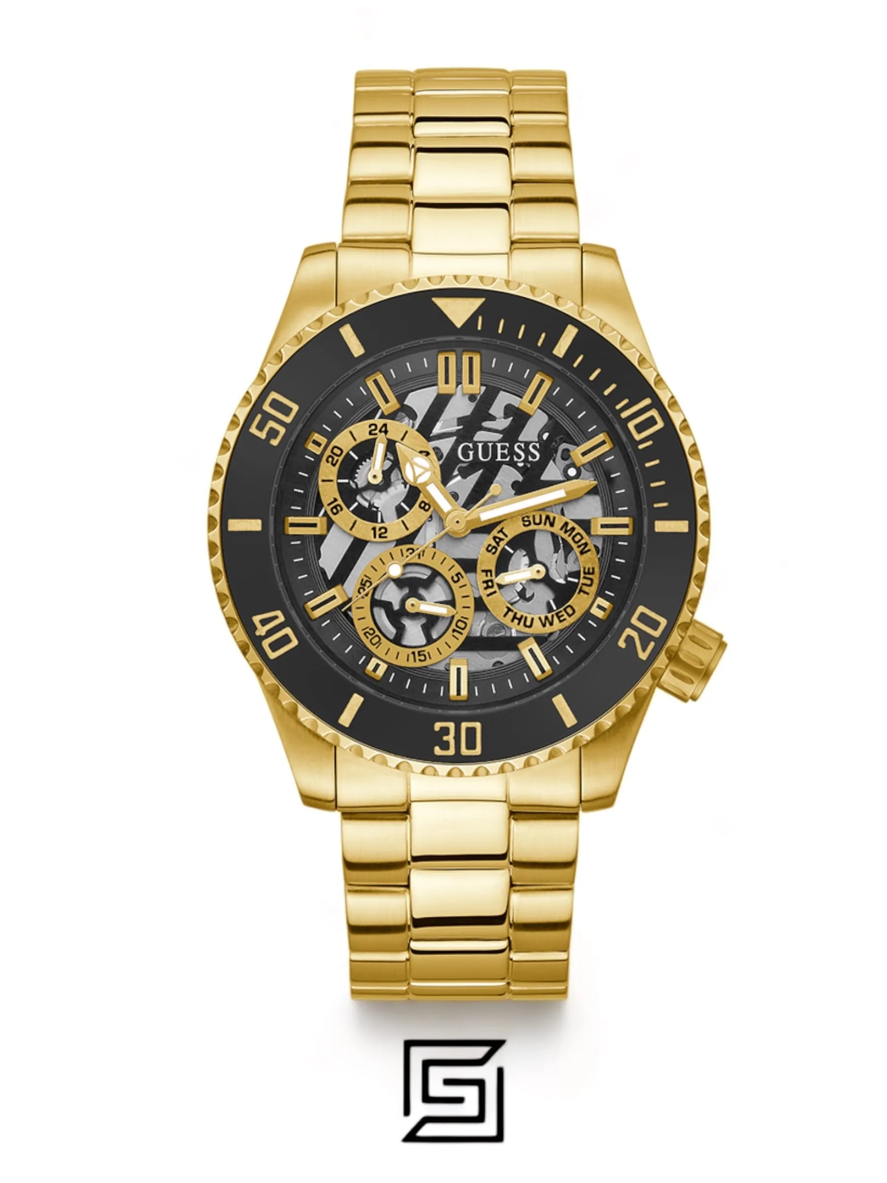 original-watches GUESS Mens Gold Tone Multi-function Watch GW0488G2