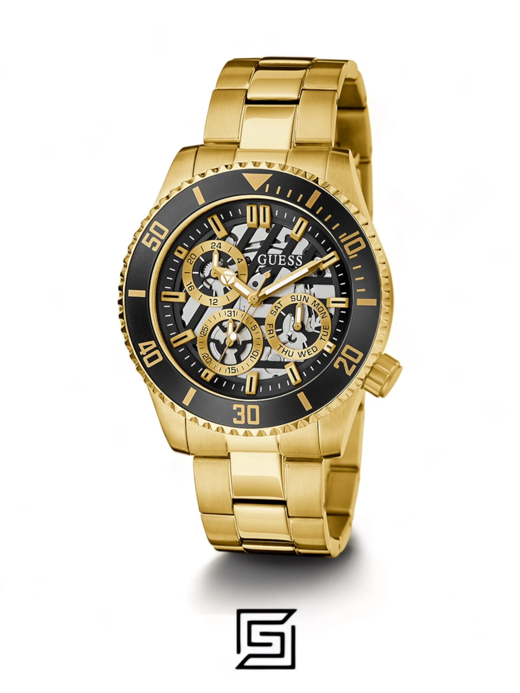 original-watches GUESS Mens Gold Tone Multi-function Watch GW0488G2