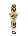 GUESS Ladies Gold Tone Analog Band Leather Watch GW0504L3