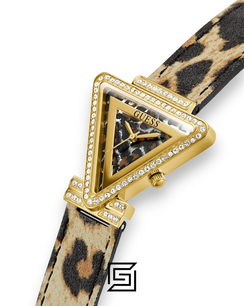 GUESS Ladies Gold Tone Analog Band Leather Watch GW0504L3