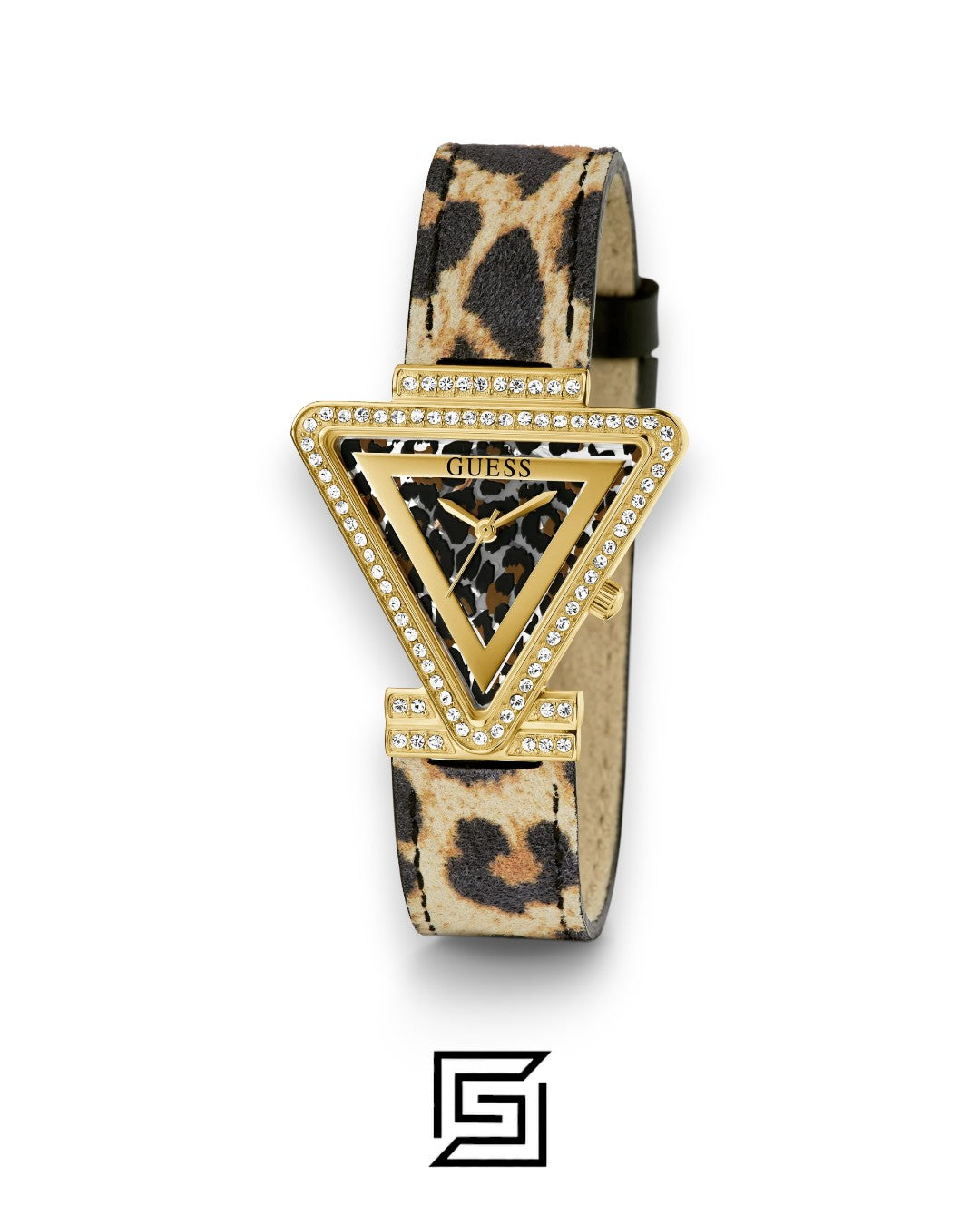 GUESS Ladies Gold Tone Analog Band Leather Watch GW0504L3