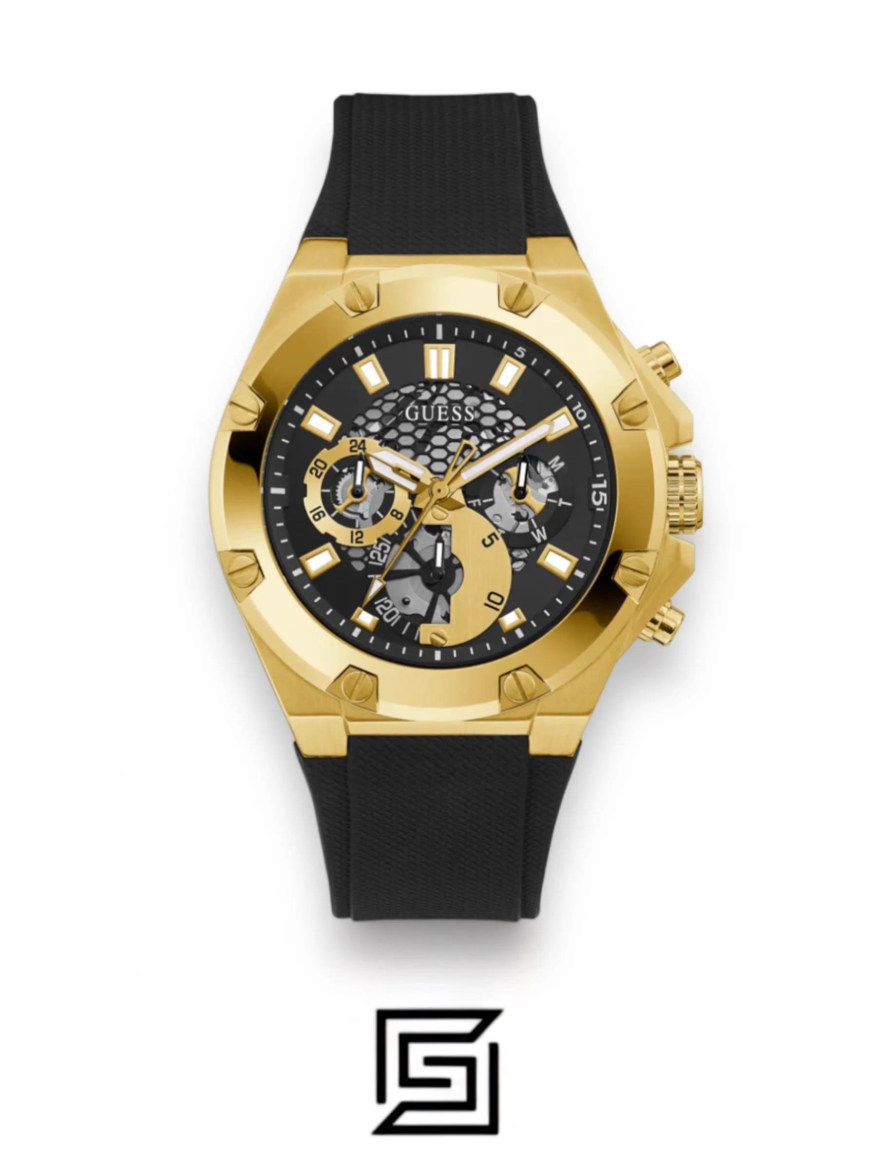original-watches GUESS BLACK SILICONE STRAP MEN WATCHES GW0334G2