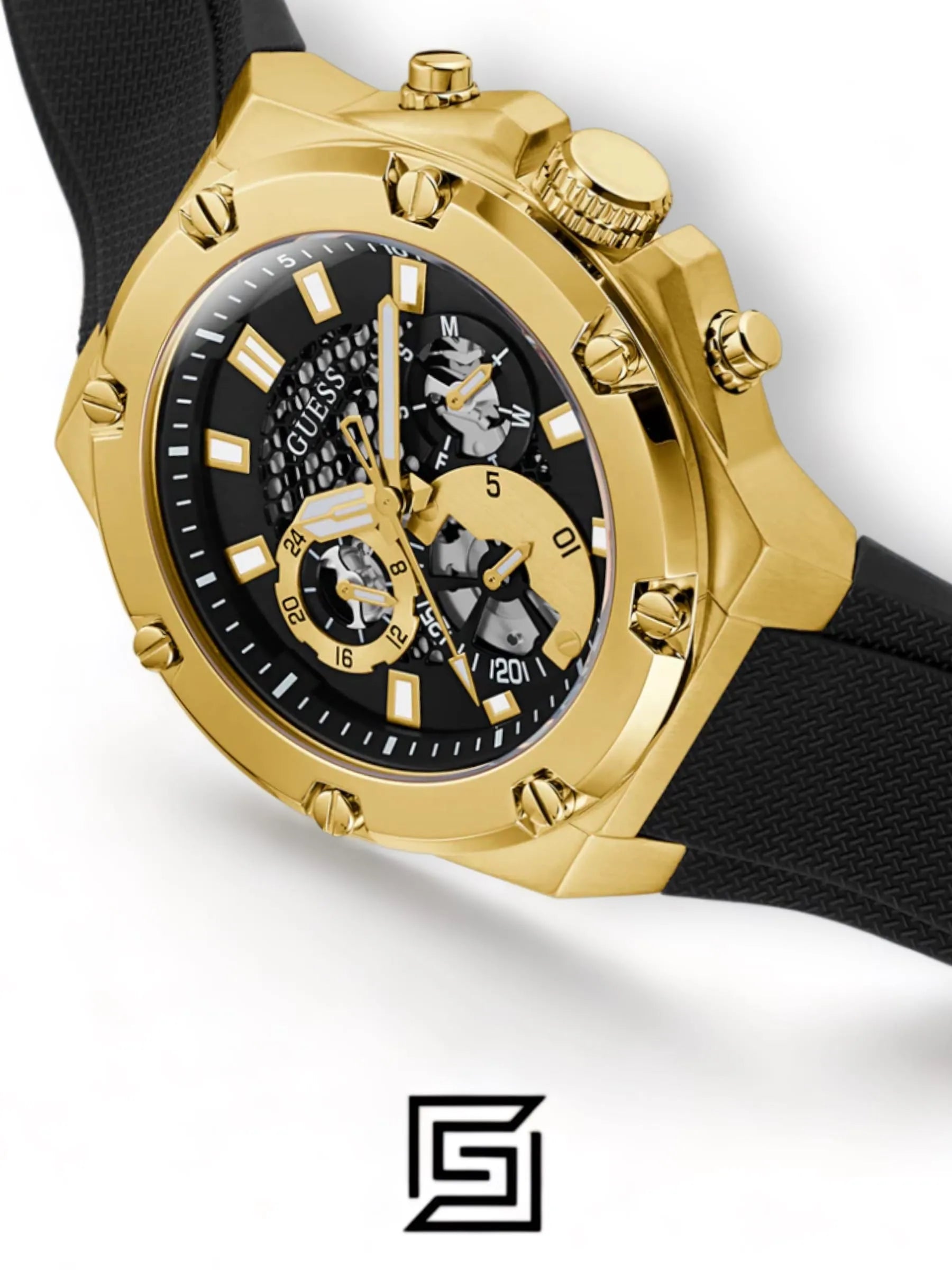 original-watches GUESS BLACK SILICONE STRAP MEN WATCHES GW0334G2