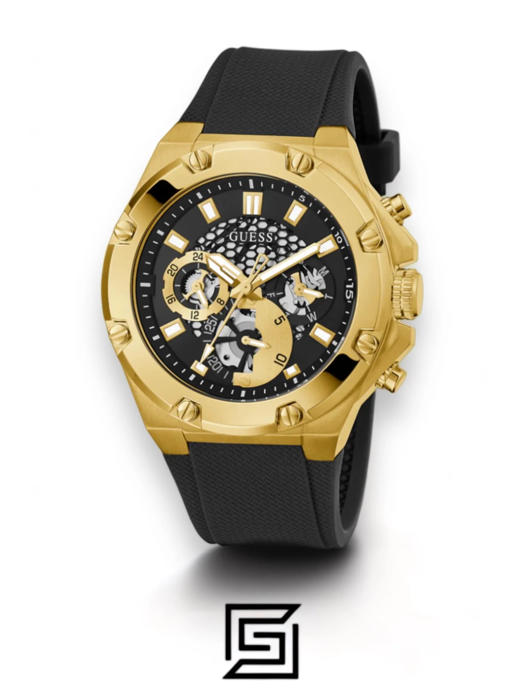 original-watches GUESS BLACK SILICONE STRAP MEN WATCHES GW0334G2