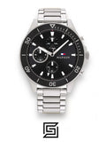 original-watches Tommy Hilfiger Silver Steel Black Dial Men's Multi-function Watch - 1791916