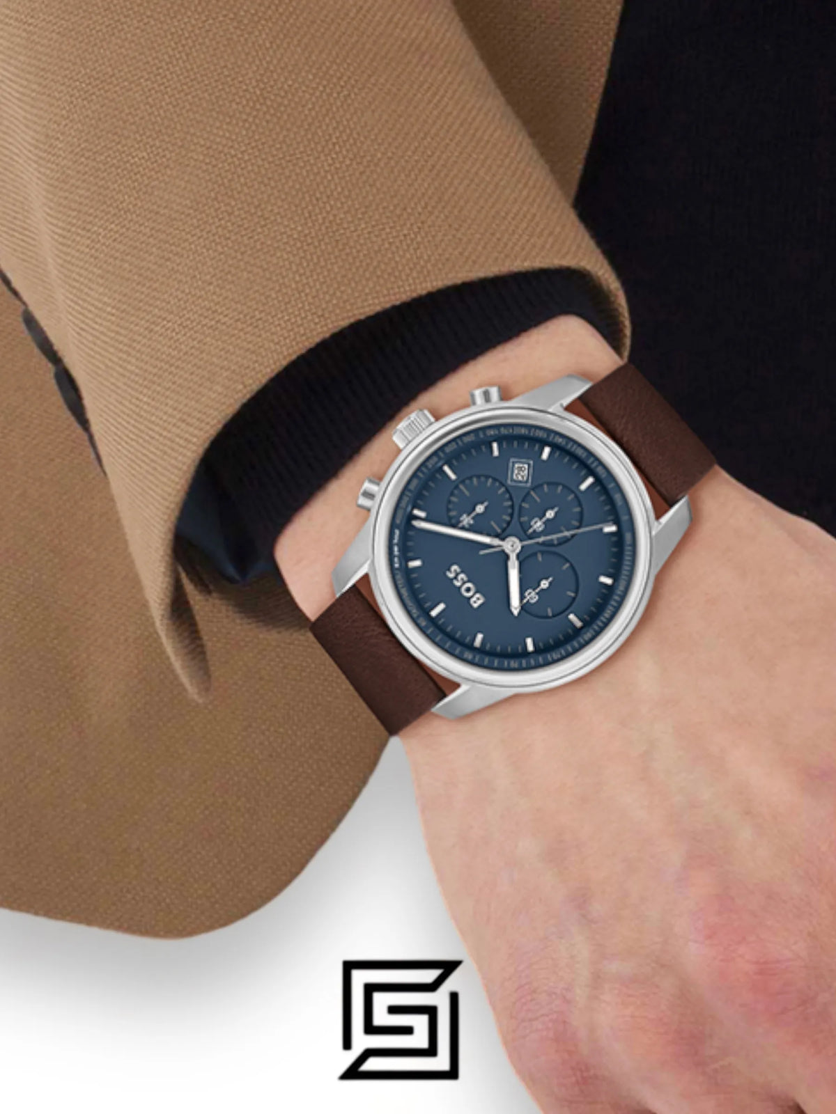 Hugo Boss original-watches BOSS Chronograph Quartz Watch for Men with Brown Leather Strap - 1514002