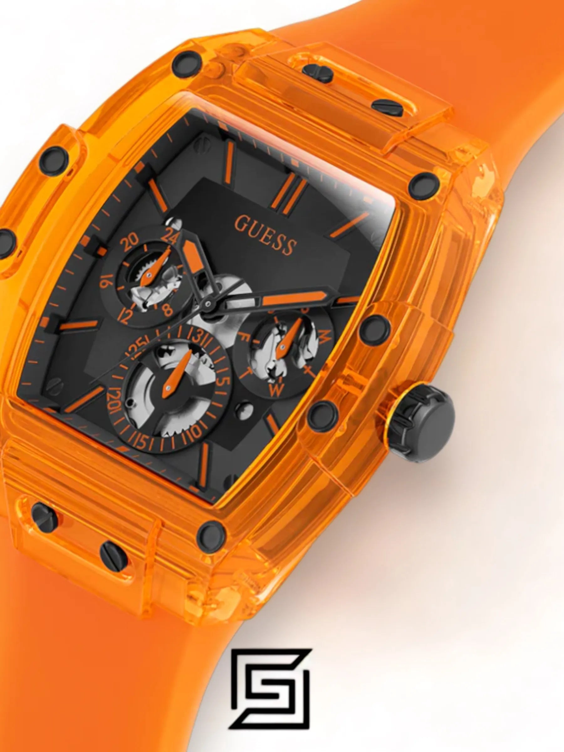 original-watches GUESS Mens Orange Multi-function Watch - GW0203G10