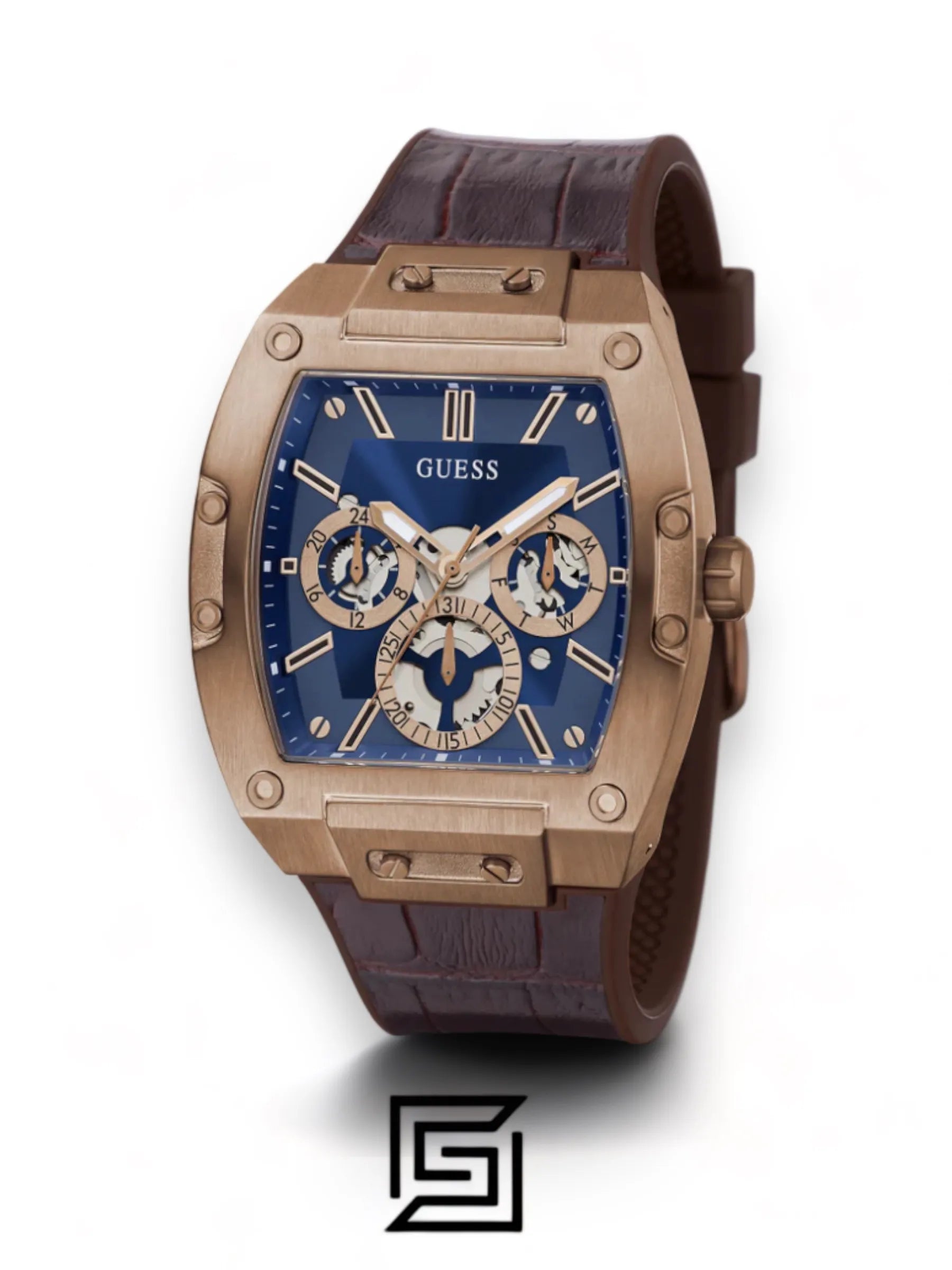 ساعات GUESS للرجال، ساعة بنية متعددة المهام GW0202G2 بلون قهوة