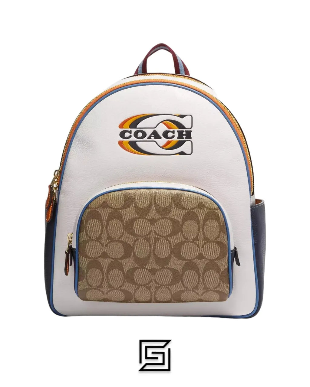 leather Court Backpack With Signature Canvas Detail And Coach Stamp CE596 Z