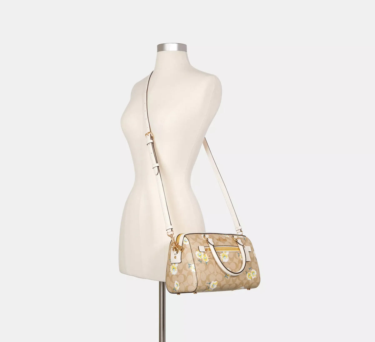 Coach leather Rowan Satchel In Signature Canvas With Daisy Print Style No. C2849