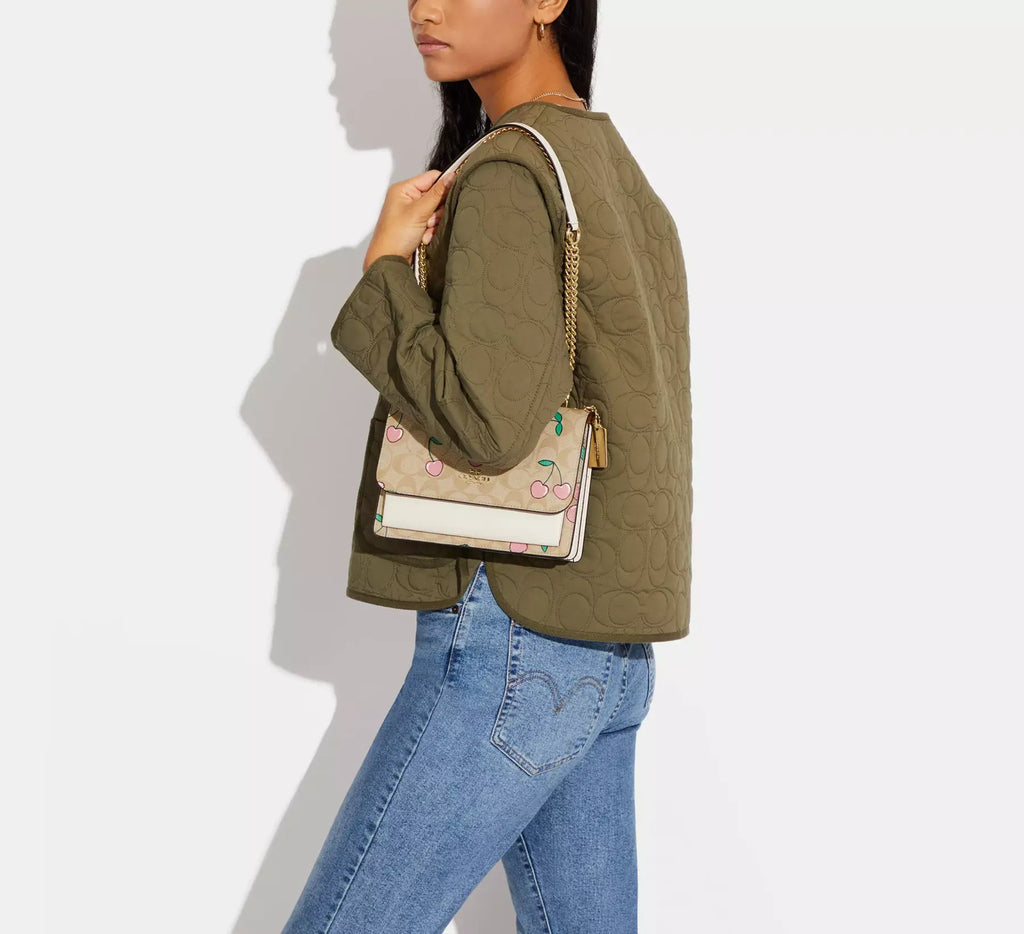 Coach leather Klare Crossbody In Signature Canvas With Heart Cherry Print CE610