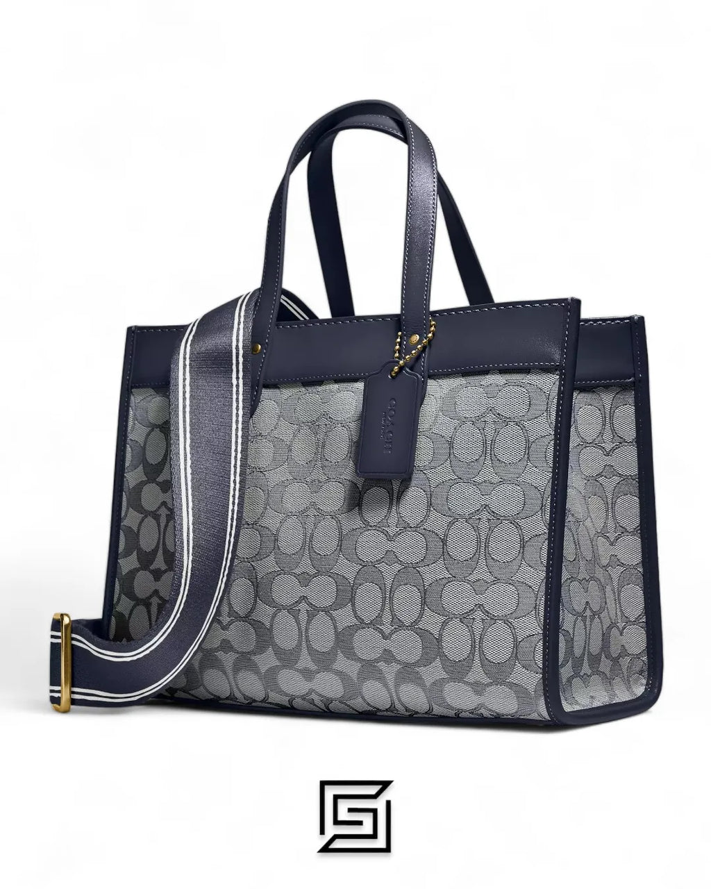Coach leather Field Tote 30 In Signature Jacquard C3282
