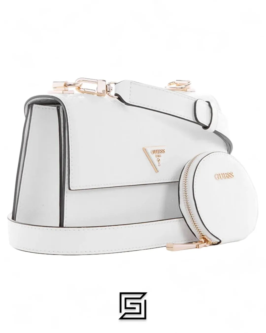 leather GUESS ALEXIE FLAP CROSSBODY BAG VG841619, WVG84 16190 WHITE