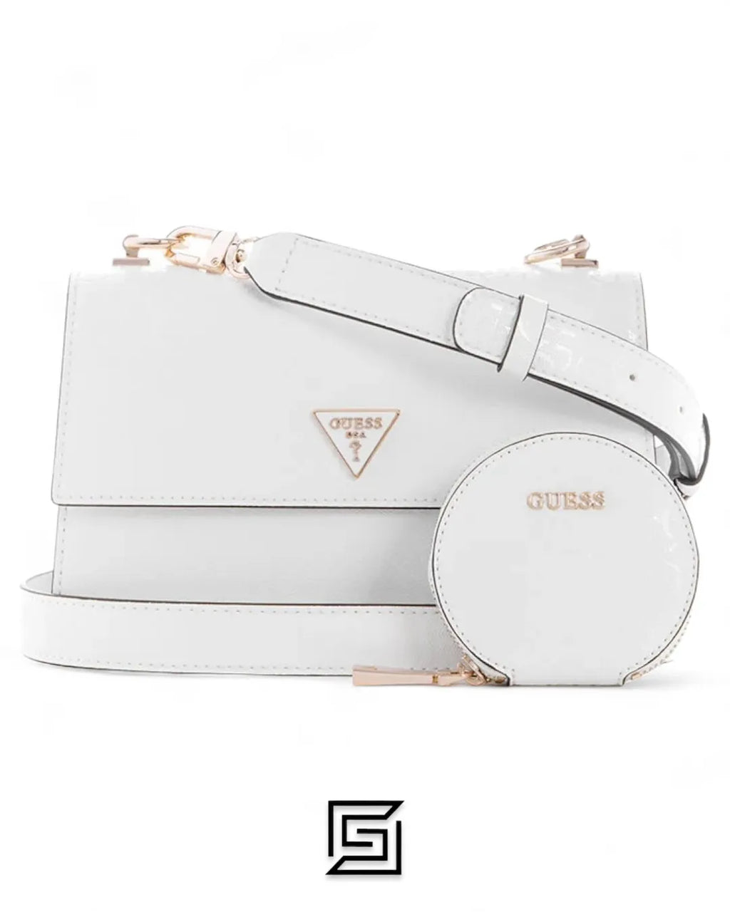 leather GUESS ALEXIE FLAP CROSSBODY BAG VG841619, WVG84 16190 WHITE
