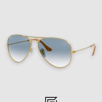 Ray Ban RB3044 AVIATOR SMALL 52 Sunglasses Unisex - GOLD_GREY