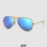 نظارات شمسية Ray Ban RB3025 AVIATOR LARGE 58 للجنسين - ذهبي-أزرق