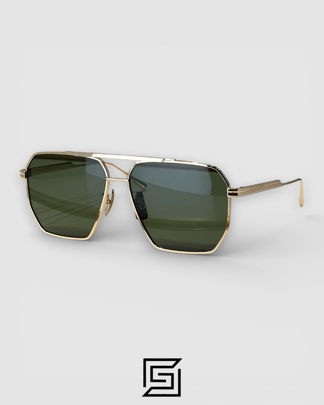 Bottega Veneta BV1012S Gold Frame with Green Lenses Sunglasses