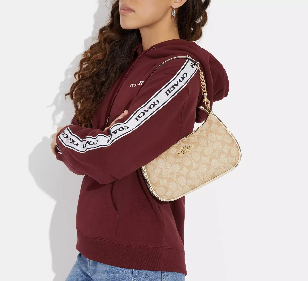 Teri Shoulder Bag In Signature Canvas Style No. CC323 Khaki
