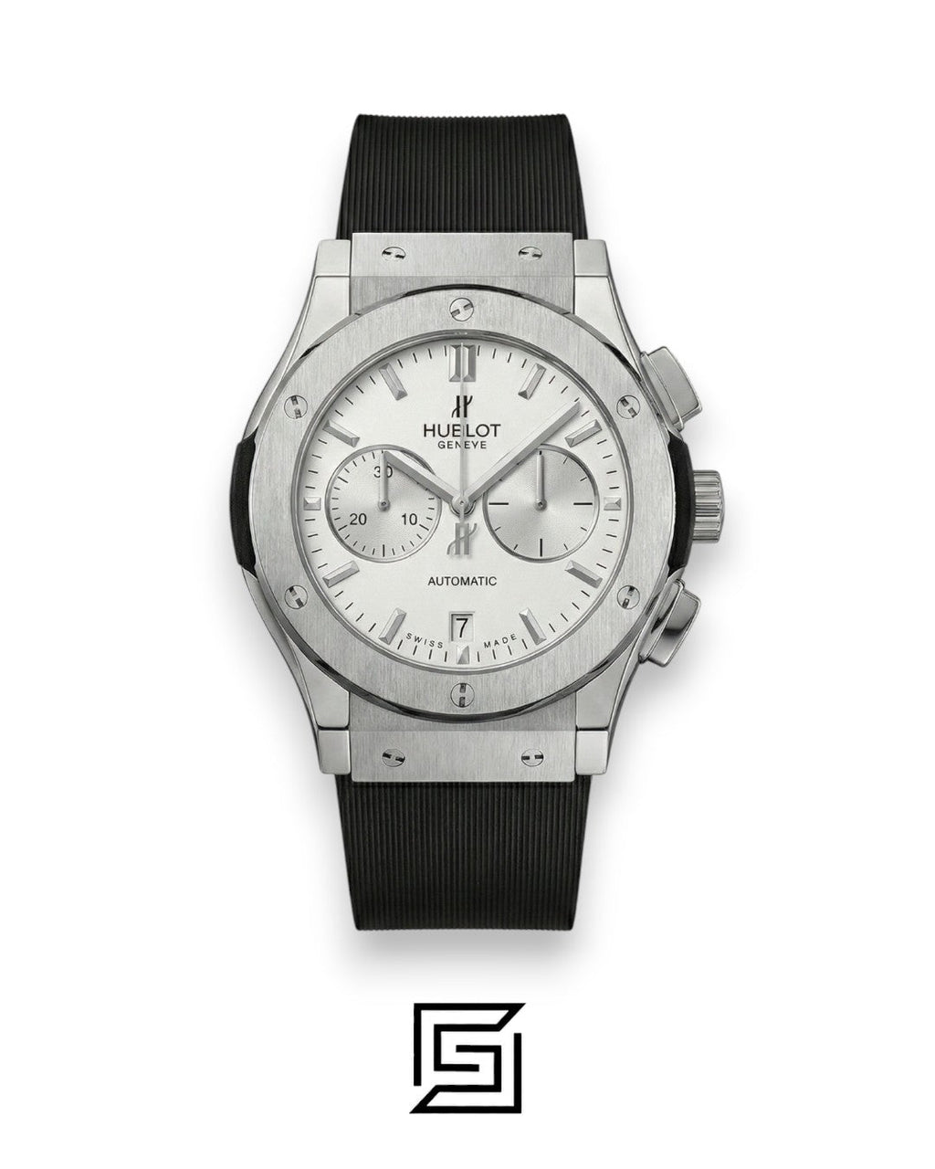 Hublot Classic Fusion White – Silver Case – Japanese Quartz – Black Rubber Strap