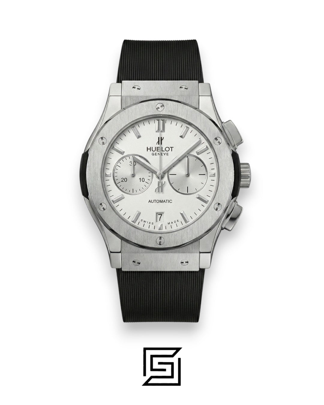 Hublot Classic Fusion White – Silver Case – Japanese Quartz – Black Rubber Strap