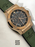 watches HUBLOT CLASSIC NEW - Green Chamois Band - Grey Dial - Rose Body