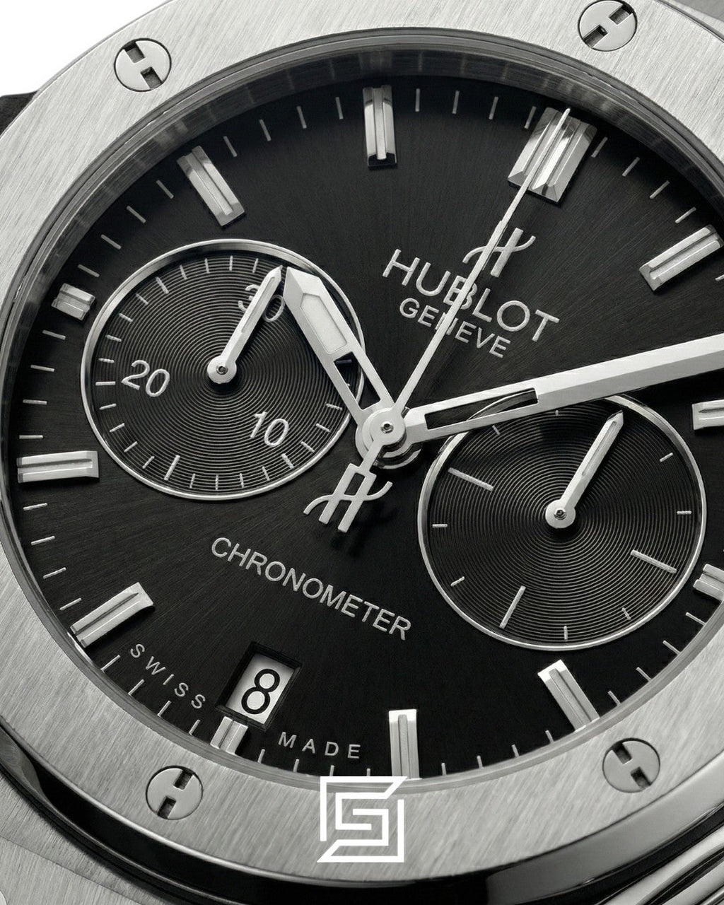 ساعة Hublot Classic Fusion Chronograph - فضية - مينا سوداء - حزام شمواه بني