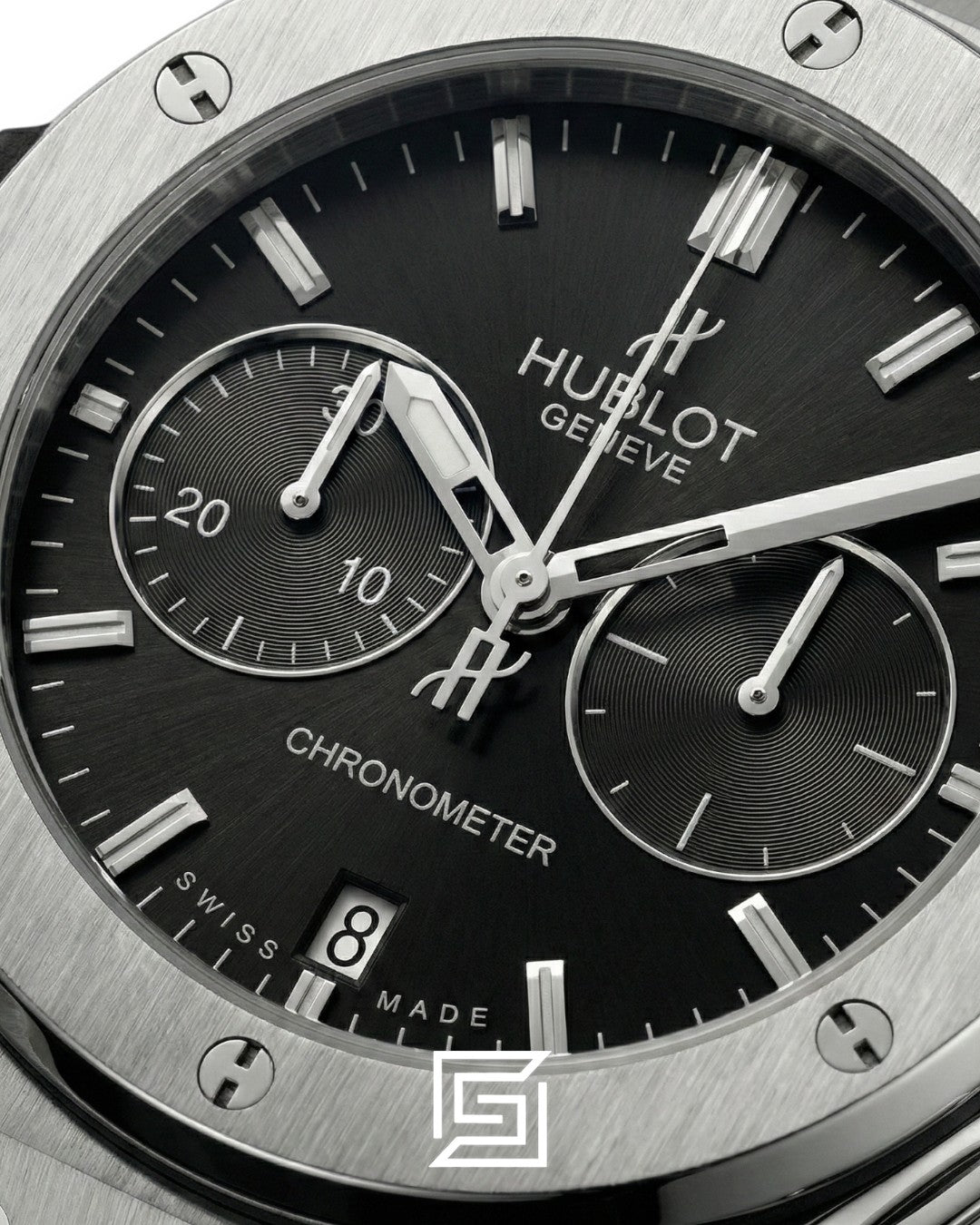 ساعة Hublot Classic Fusion Chronograph - فضية - مينا سوداء - حزام شمواه بني