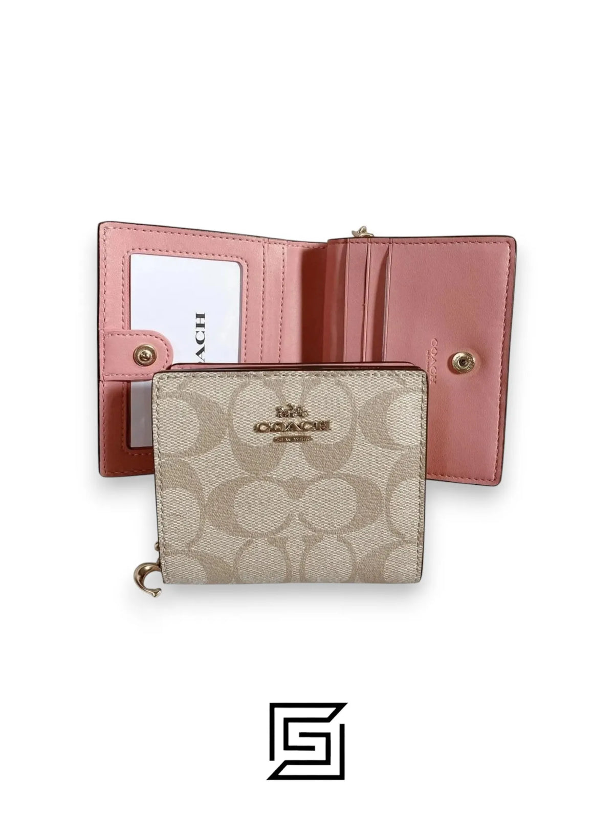 Coach C3309 Snap Wallet In Signature Canvas Light Khaki
