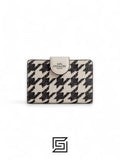 Medium Corner Zip Wallet With Houndstooth Print CJ680