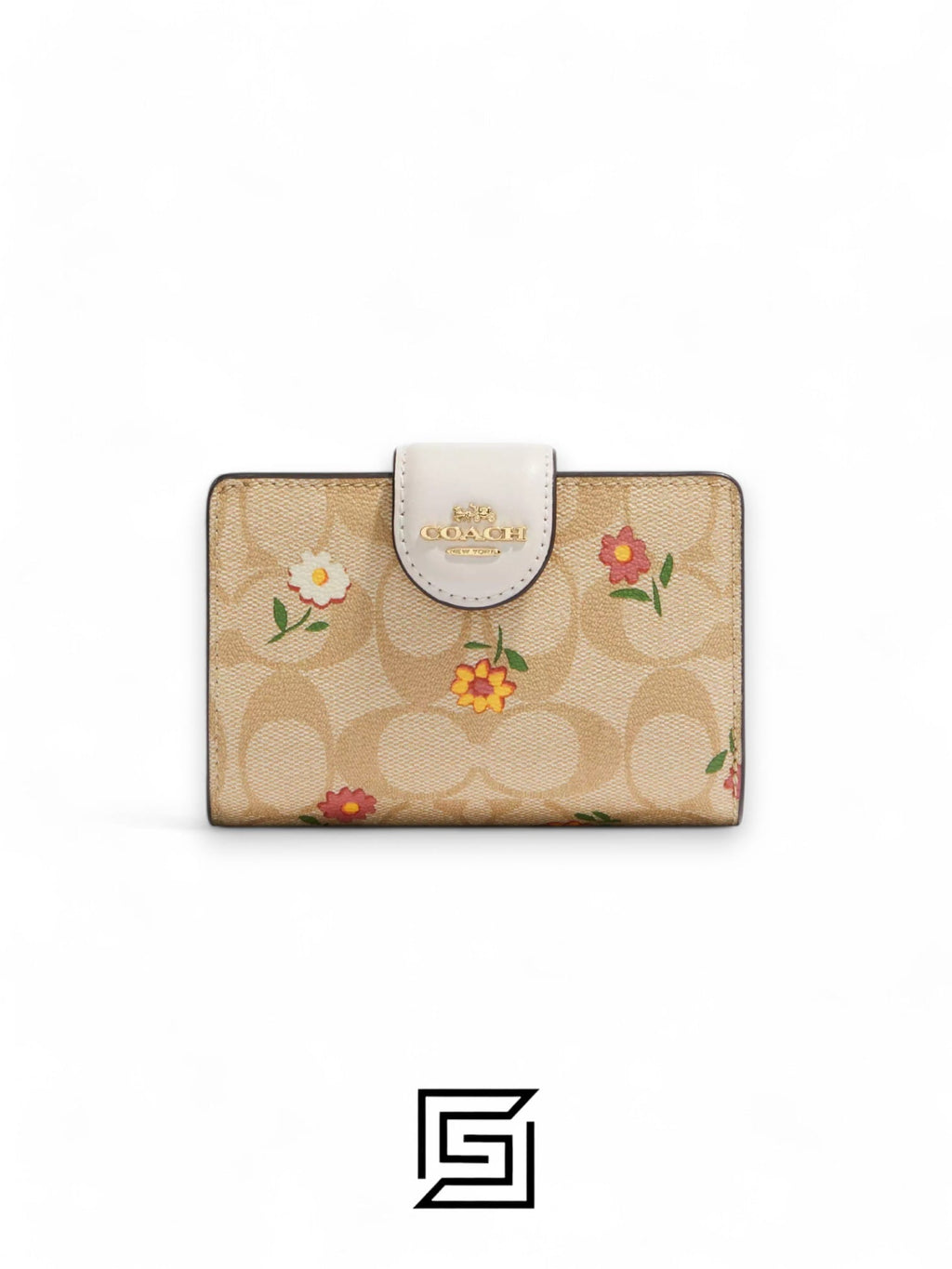 Medium Corner Zip Wallet In Signature Canvas With Nostalgic Ditsy Print CH480