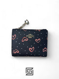 COACH Snap Card Case Wallet in Crayon Heart Print F91058 Black