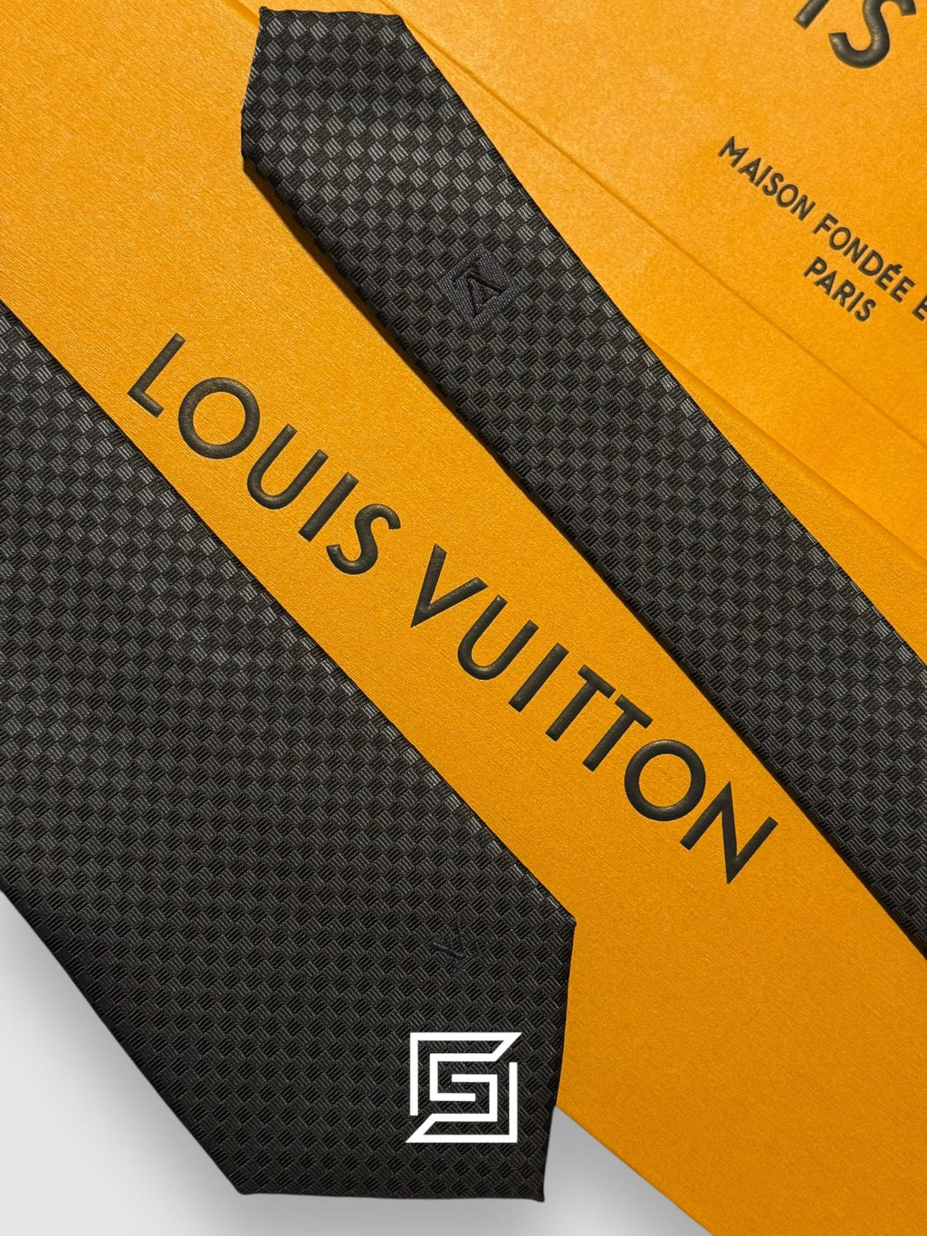 Louis Vuitton - Black Small Squares With Logo Pattern Italian Style