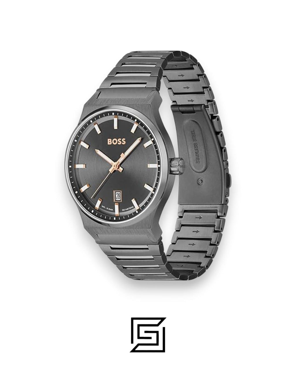 HUGO BOSS Mens Stainless Steel Analog Grey Dial Watch 1514078