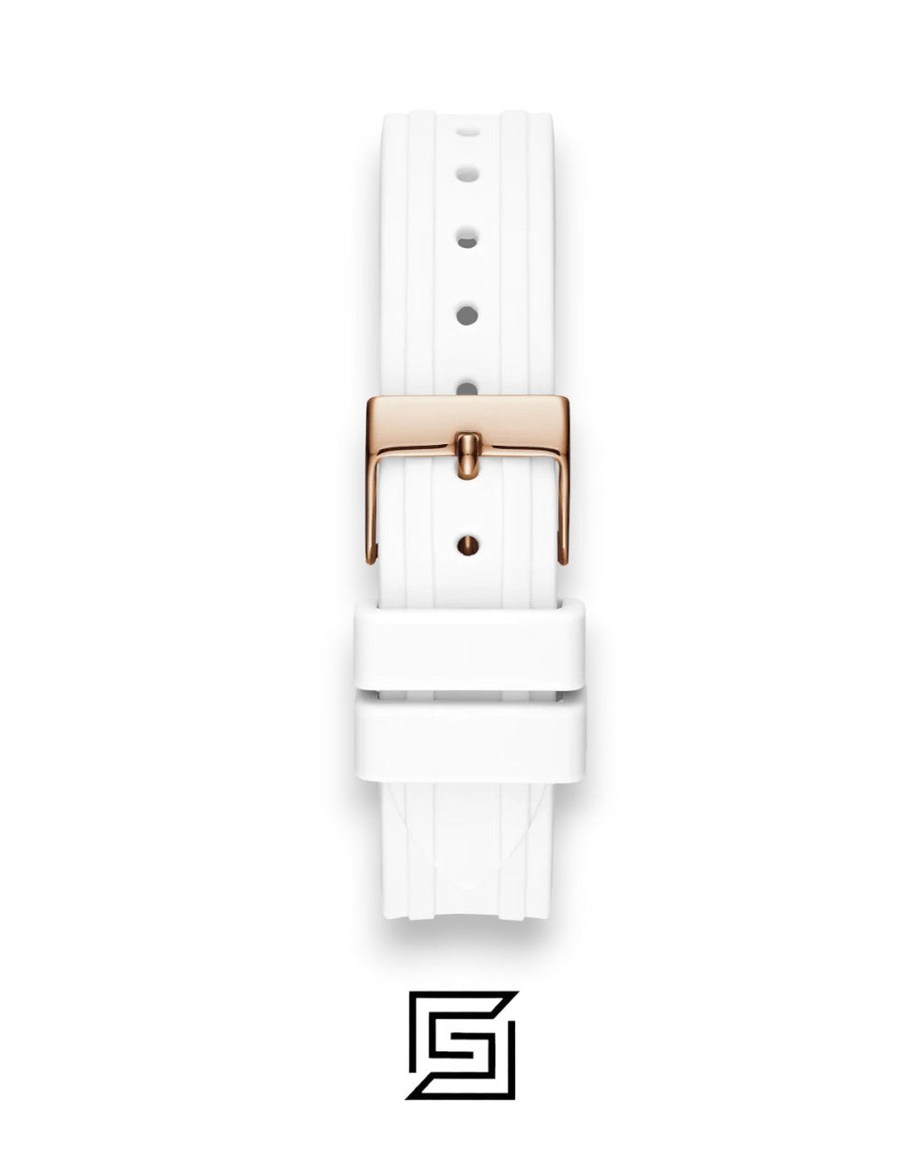 GUESS WOMEN ROSE GOLD TONE Analog  RUBERR WHITE BAND Watch-GW0034L2