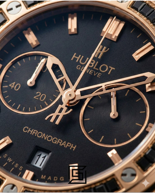 Hublot Big Bang Women – Black Diamond Bezel, Rose Gold & Black Dial