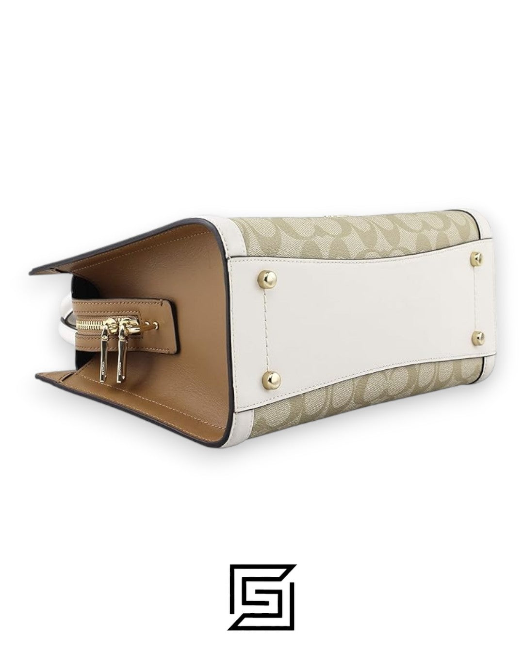 Signature Zoe Carryall Handbag in Light Khaki Chalk Style F69075
