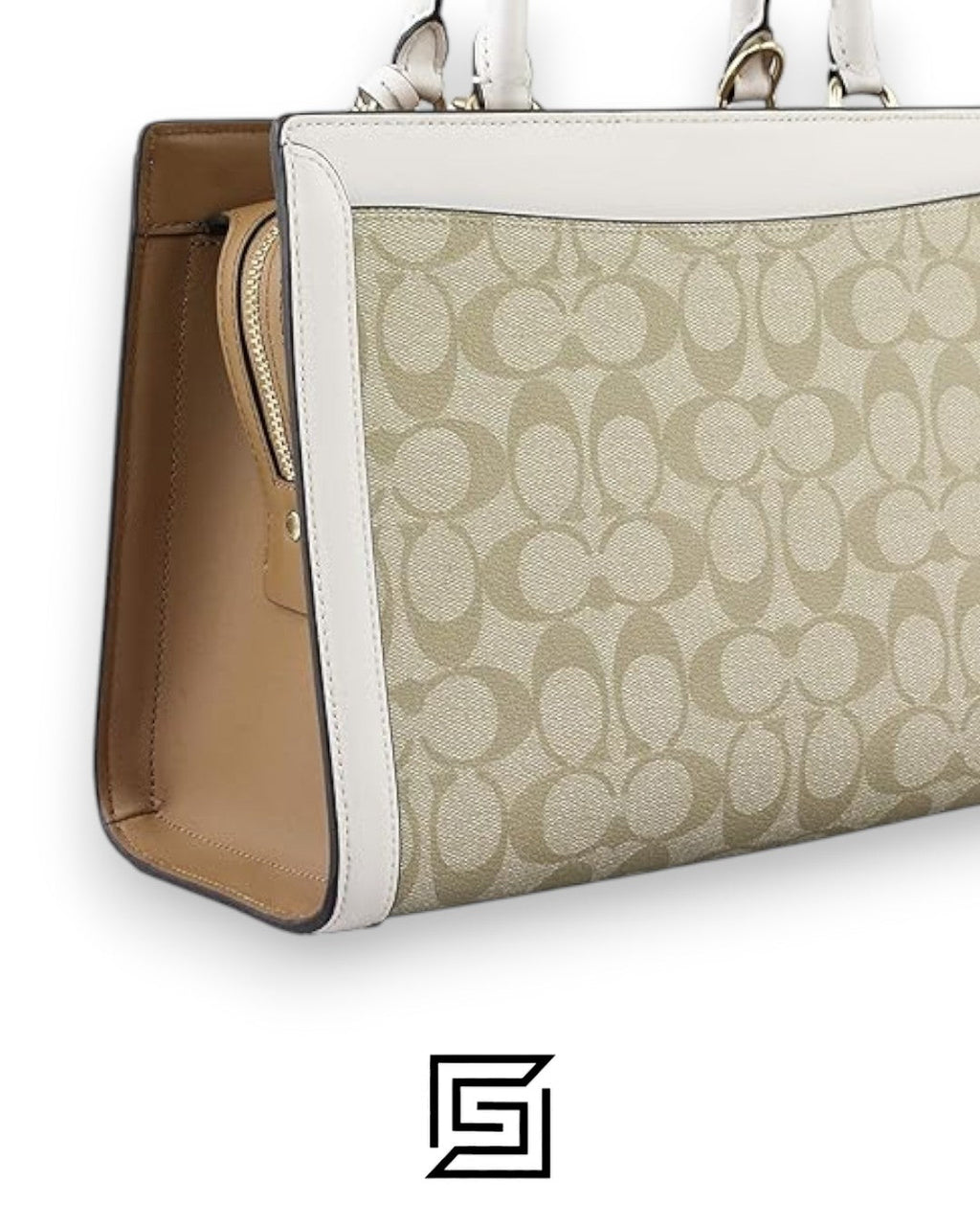 Signature Zoe Carryall Handbag in Light Khaki Chalk Style F69075