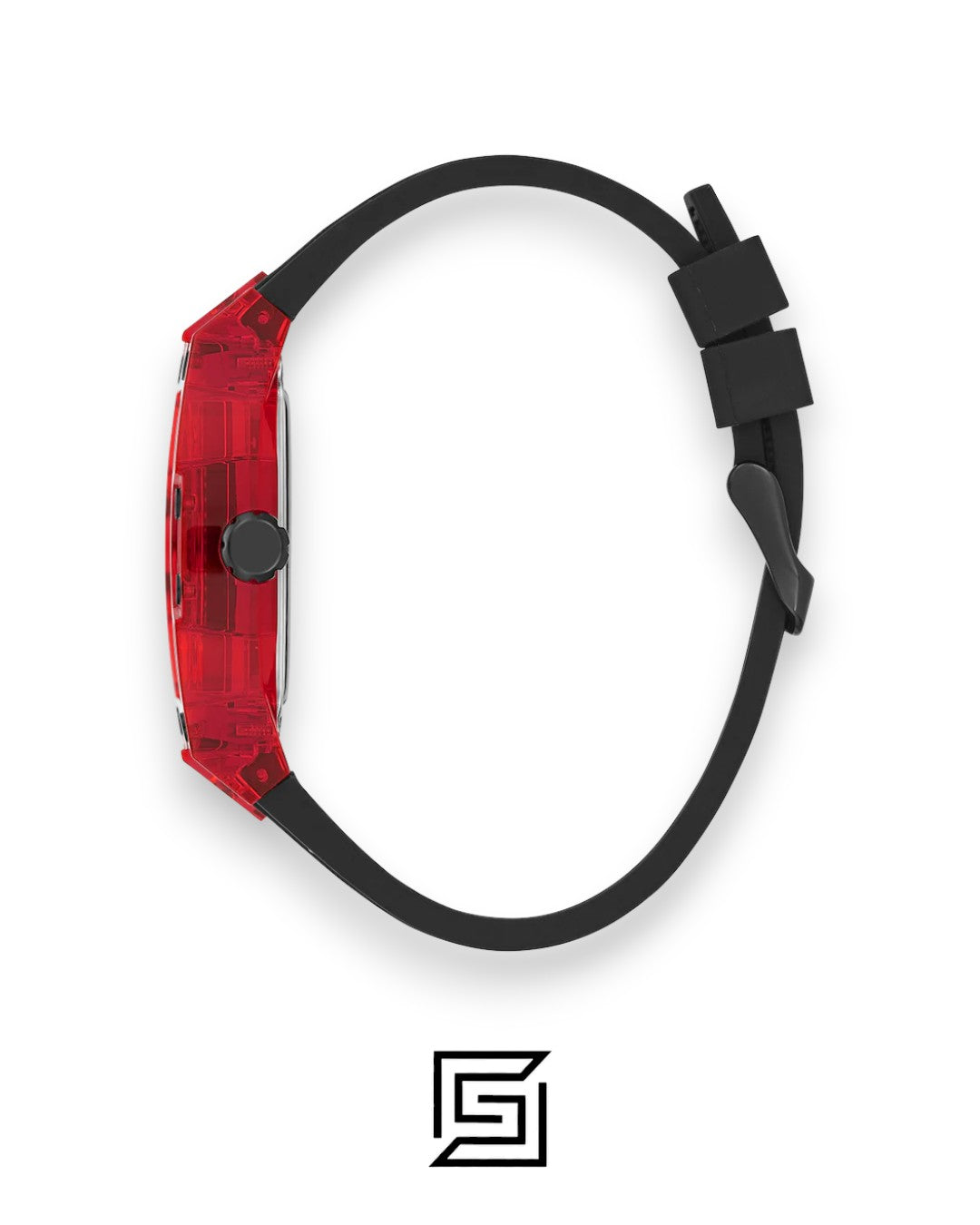 ساعة يد للرجال من جيس GUESS MEN RED بلون أسود ومينا أحمر تناظرية GW0499G4