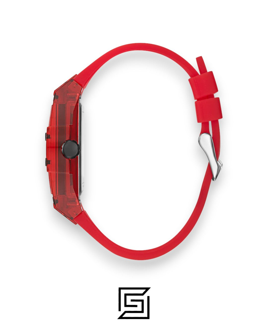GUESS MEN RED ساعة يد تناظرية باللون الأحمر طراز GW0203G5