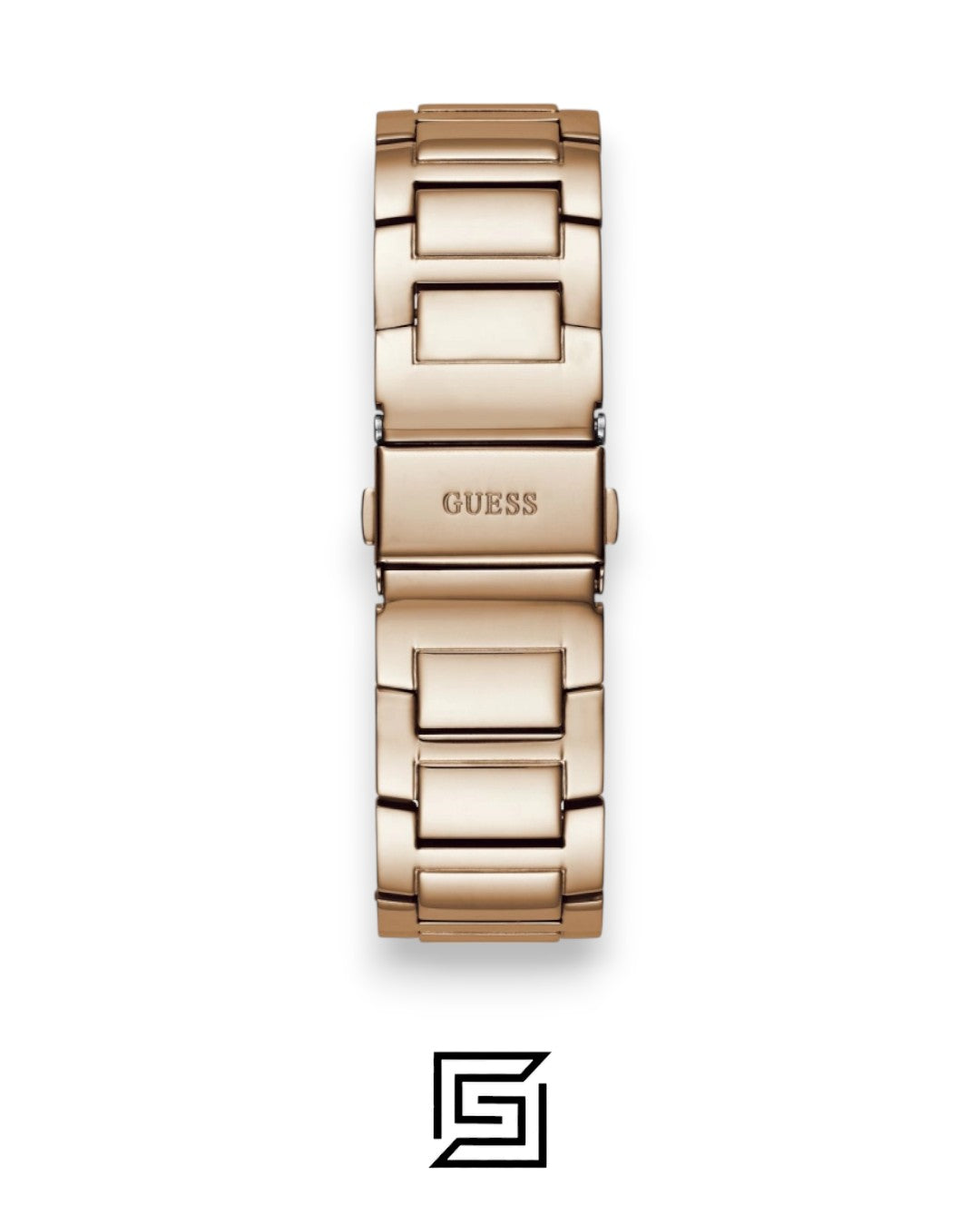 ساعة يد نسائية GUESS لون ذهبي وردي عقارب GW0464L5