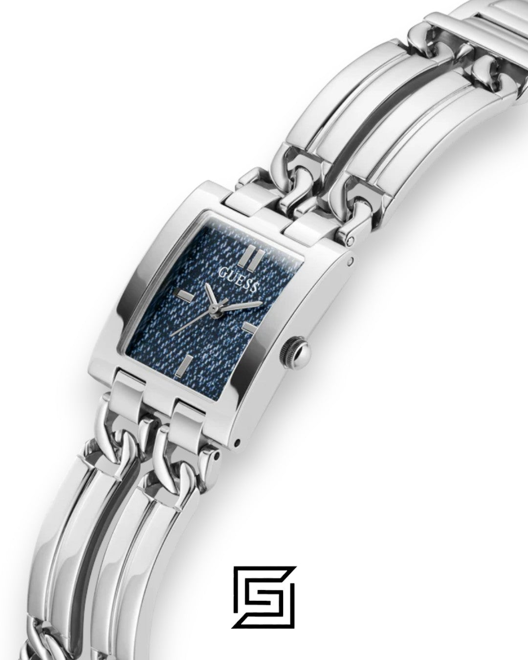 GUESS ساعة نسائية فضية اللون أنالوج طراز GW0807L1