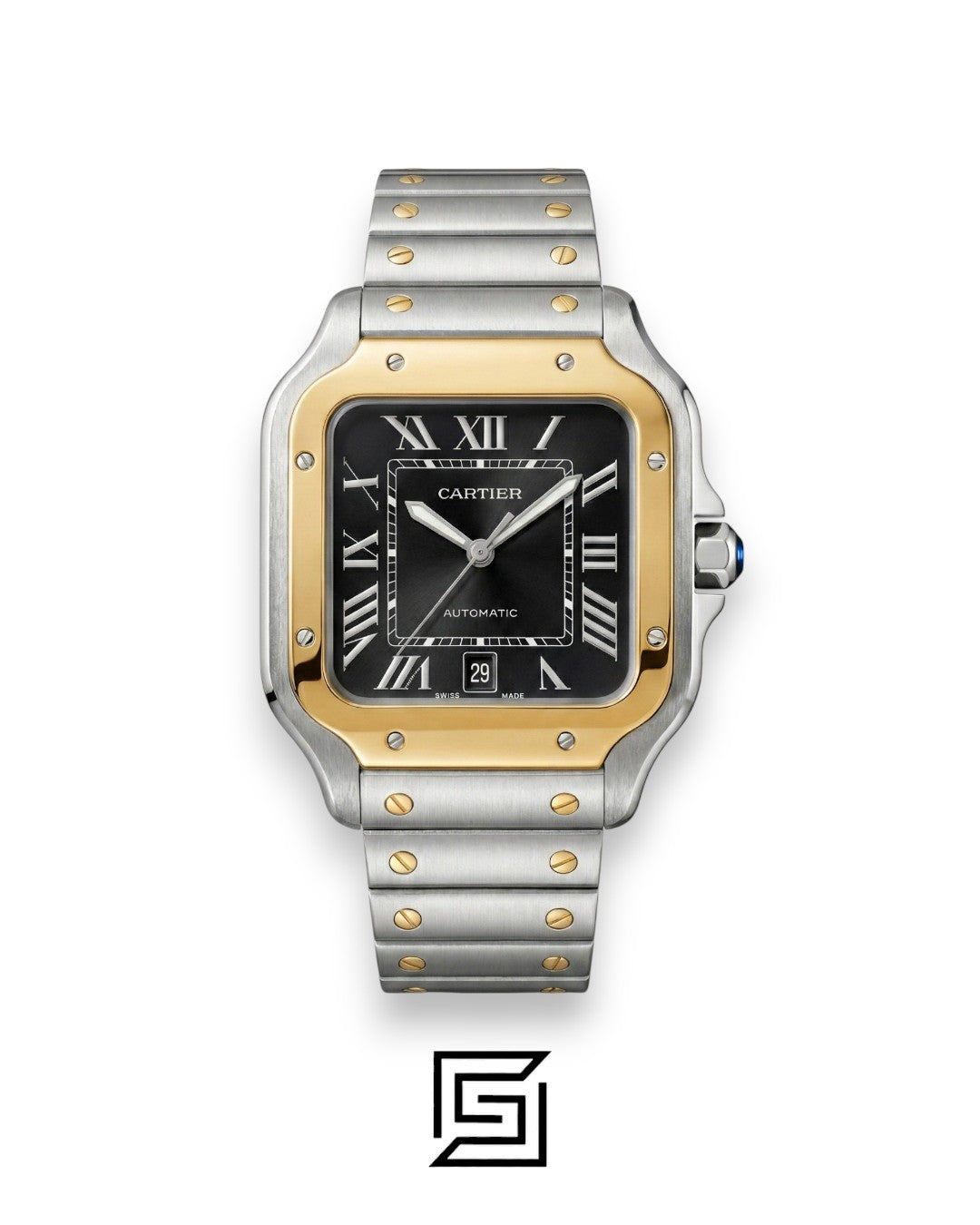 Cartier Santos 3241983 Automatic Black Roman Dial Two-Tone - 47mm