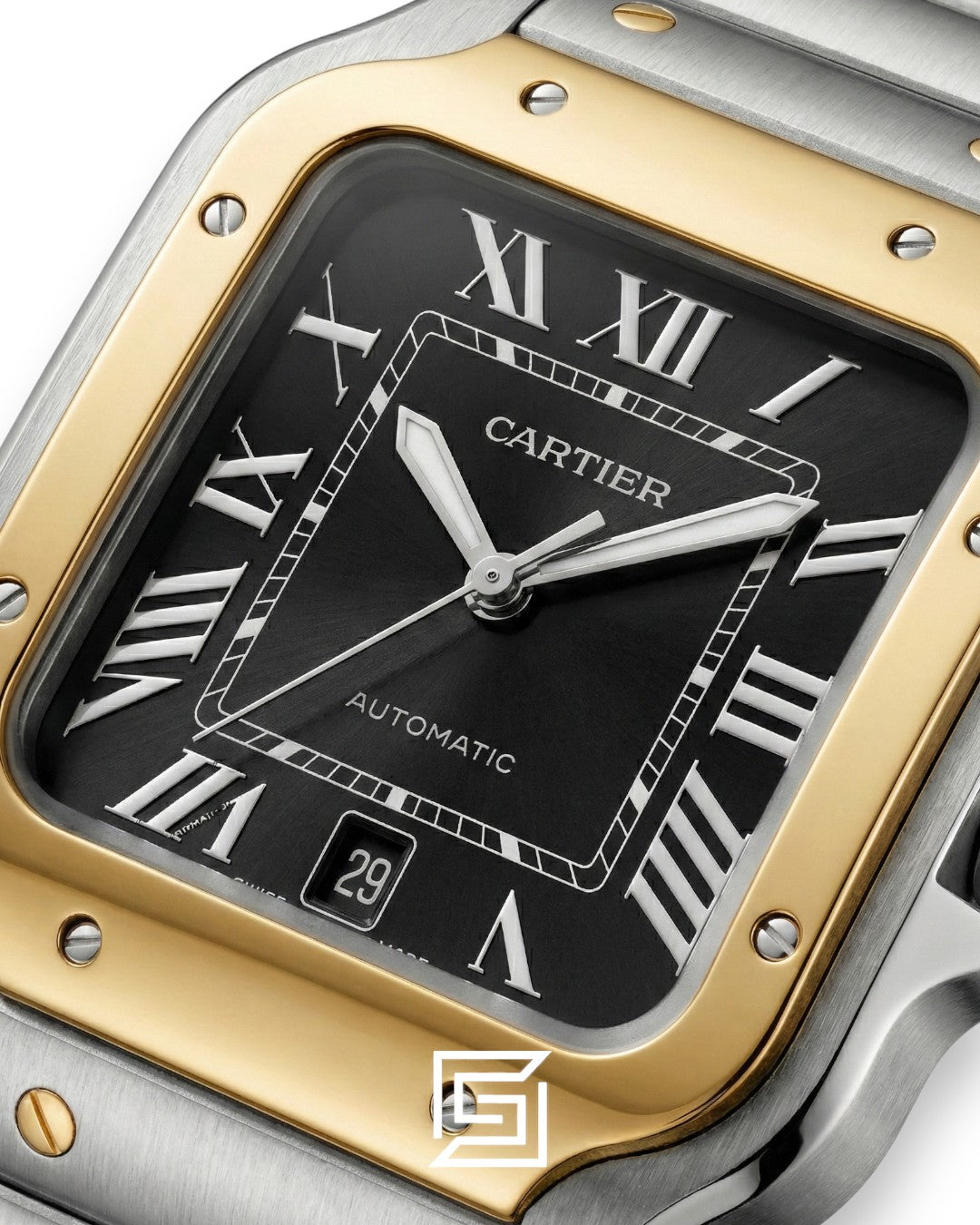 Cartier Santos 3241983 Automatic Black Roman Dial Two-Tone - 47mm