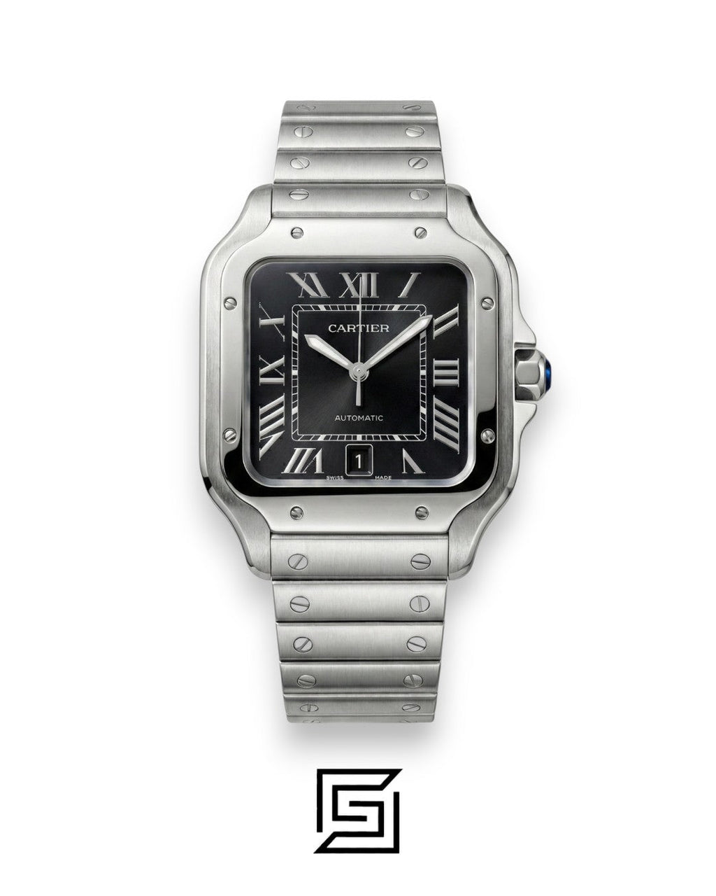 Cartier Santos 3241983 Automatic Black Roman Dial Stainless Steel - 47mm